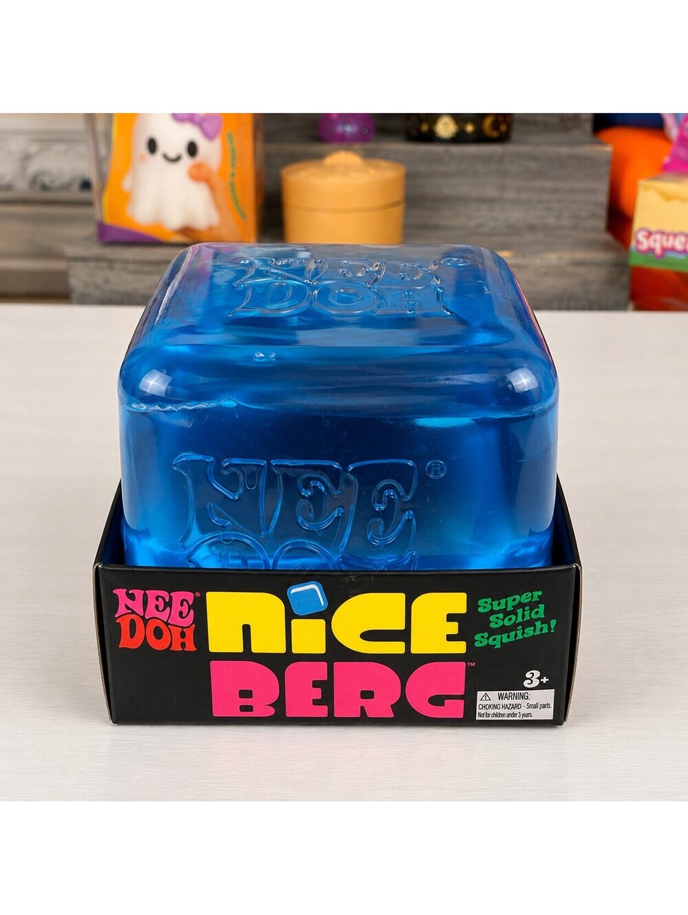 Authentic Schylling NeeDoh Nice Berg Super Solid Squish Blue Ice Cube Toy